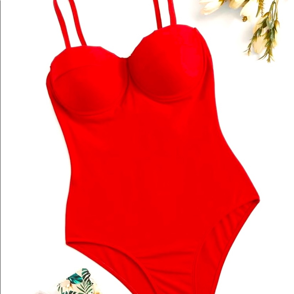 SHEIN  red one piece swimsuit.